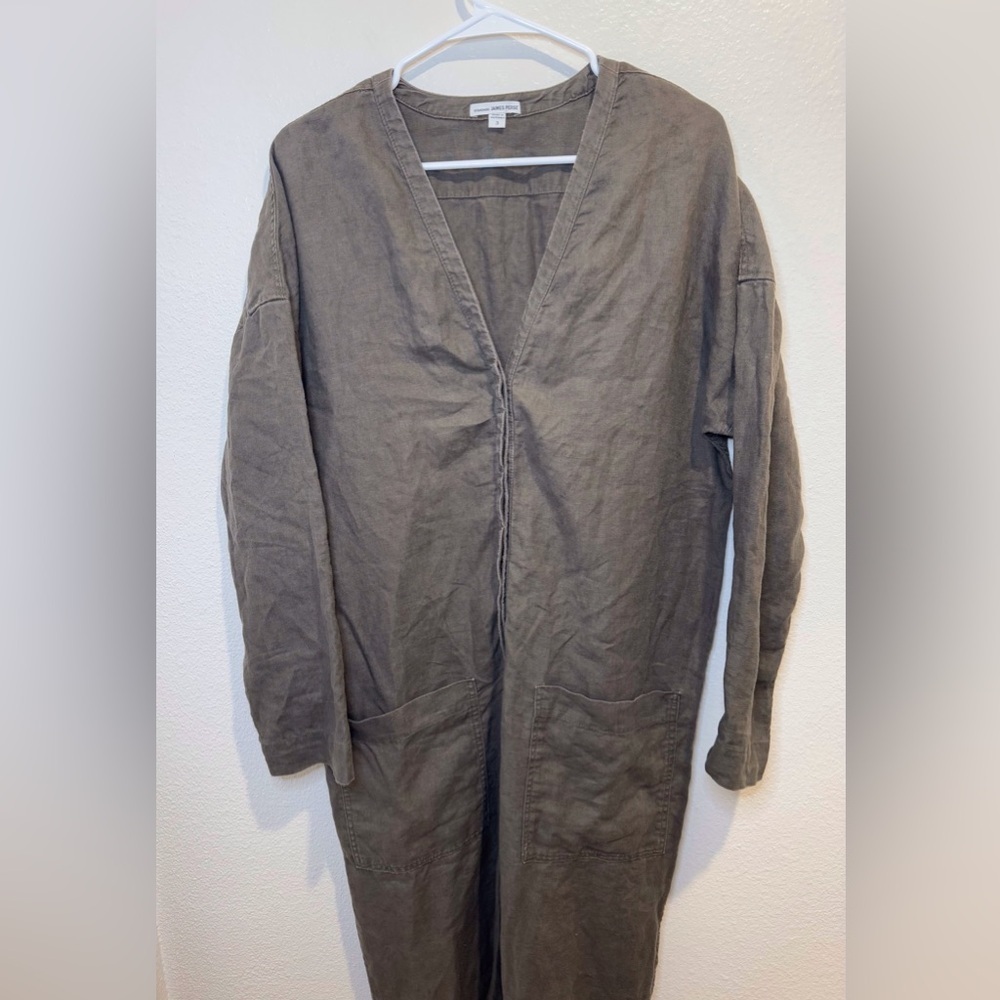 JAMES PERSE Women’s Linen Jumpsuit Overall Size 3/L - Picture 7 of 10